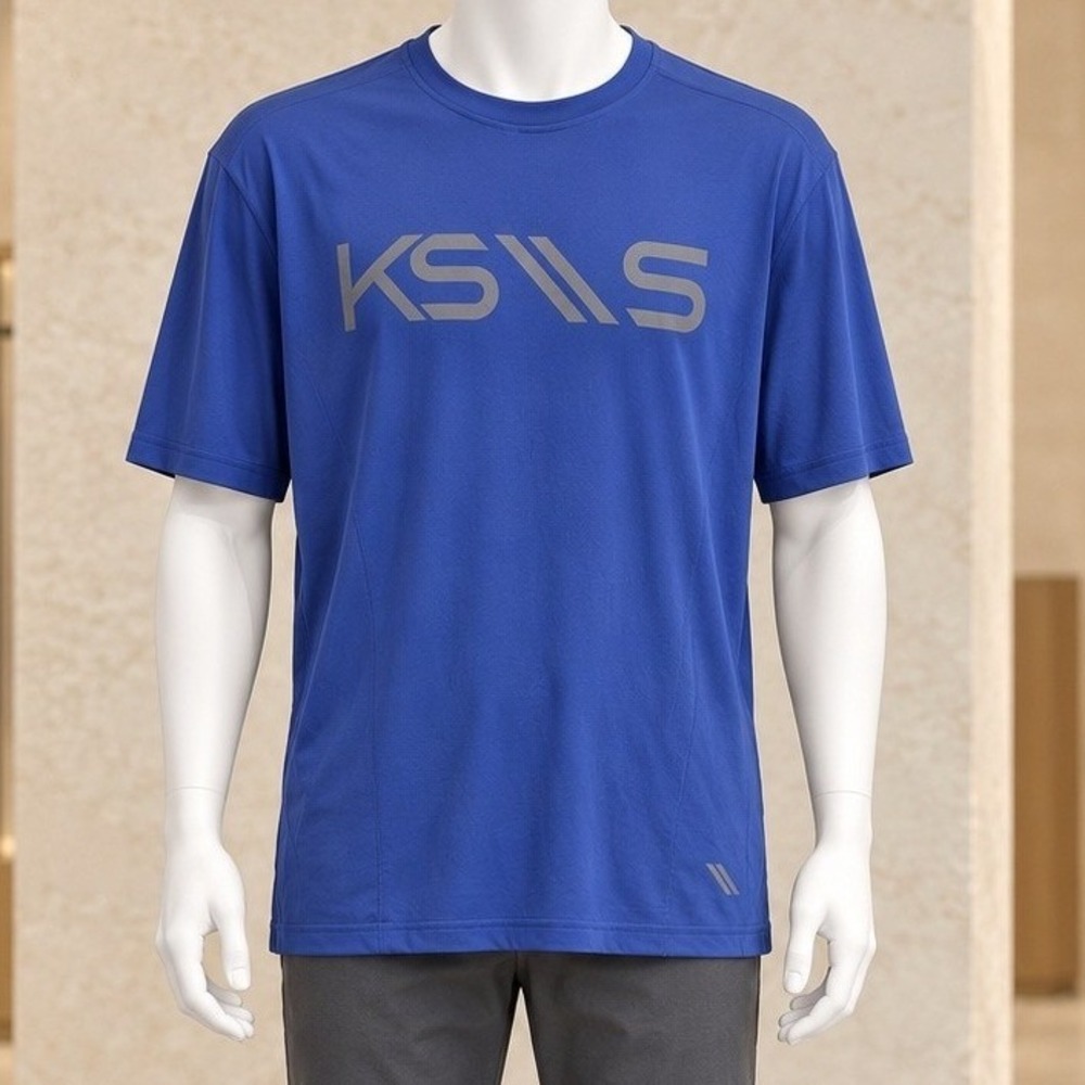 KS Sport Mens T-Shirt Blue Short Sleeve Graphic Logo Performance 2XL Tall